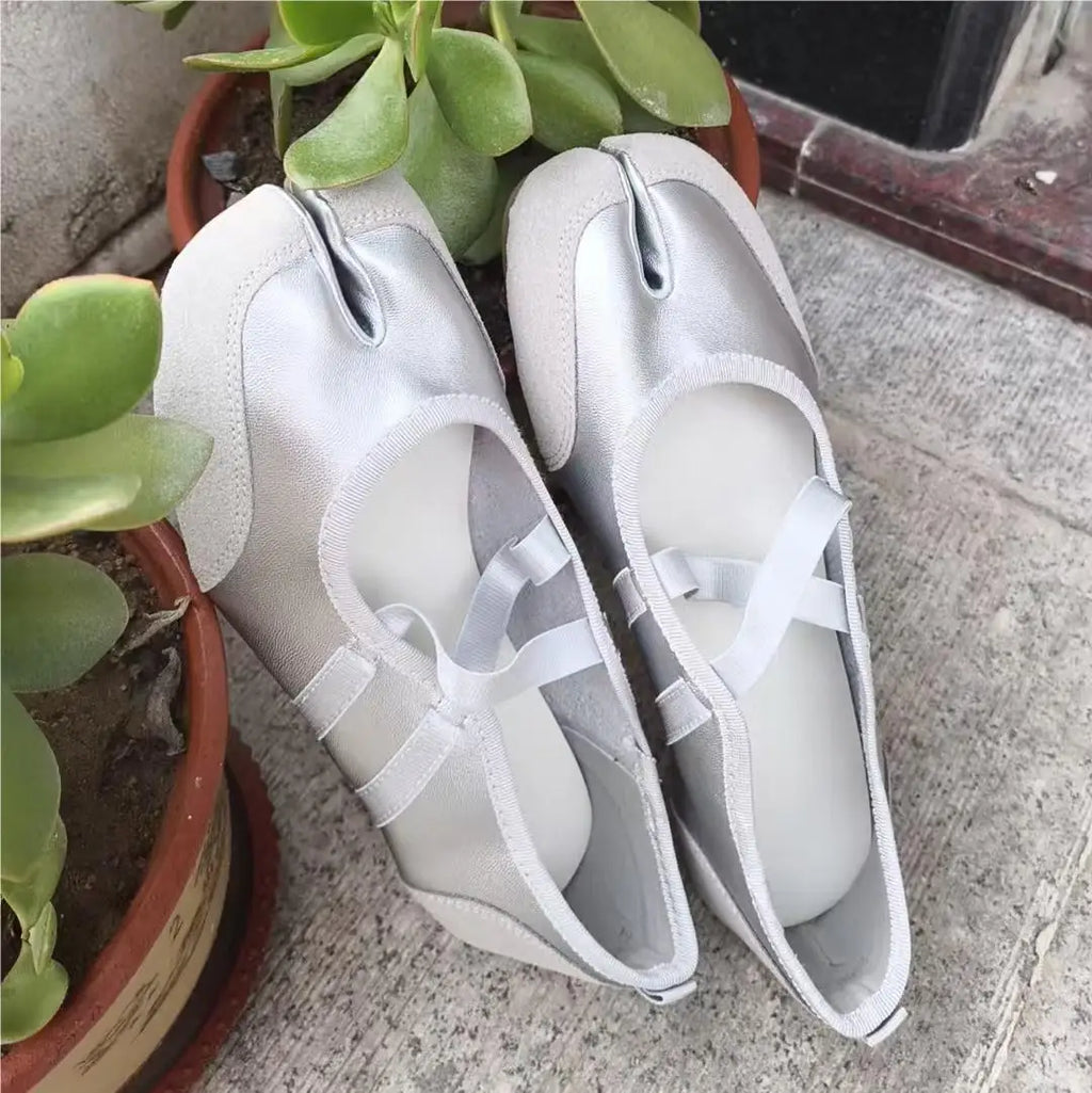 Cross Strap Tabi Flat Shoes Women Casual Fashion Design Mary Jane Shoes Slip-on Split Toe Ballet Shoes 2025 Summer Elegant New