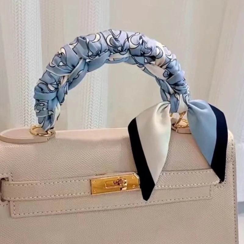 Korean Version of The Autumn Plain Color New Women's Ribbon Hair Ribbon Streamer Tied bag Long belt silk scarf Small Scarf Scarf