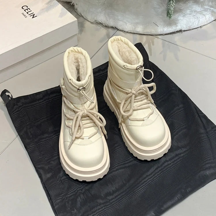 Women's Snow Boots Winter Ankle-length Flat Thick Sole Warm Cotton Shoes Short Plush Women's 2024 Casual Boots Style Flat With