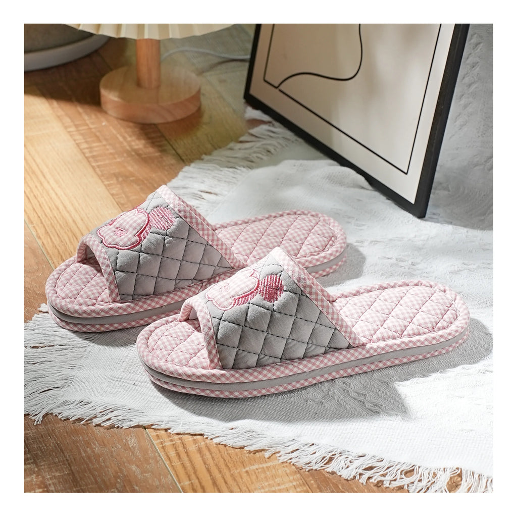 New Pure Cotton Thiened Tee-Layer Simple ex Soft Bot Noise Reduction Indoor Home Floor Slippers Couple Home oes