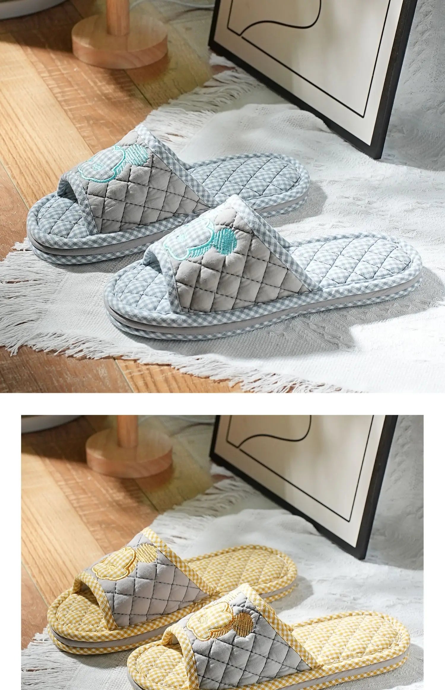 New Pure Cotton Thiened Tee-Layer Simple ex Soft Bot Noise Reduction Indoor Home Floor Slippers Couple Home oes