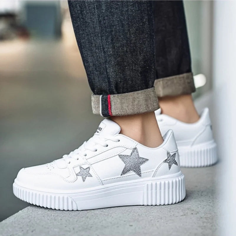 YRZL White Sneakers for Men Women PU Leather Comfortable Walking Shoes Lightweight Waterproof Skateboard Shoes Men