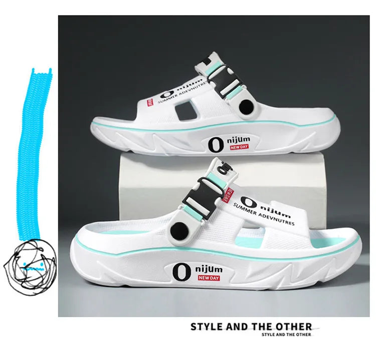 Summer Shoes Men Men's Sandals Anti-odor Thick Bottom Home Slippers Male Fashion New Anti-slip and Wear-resistant 2025 Eva Beach