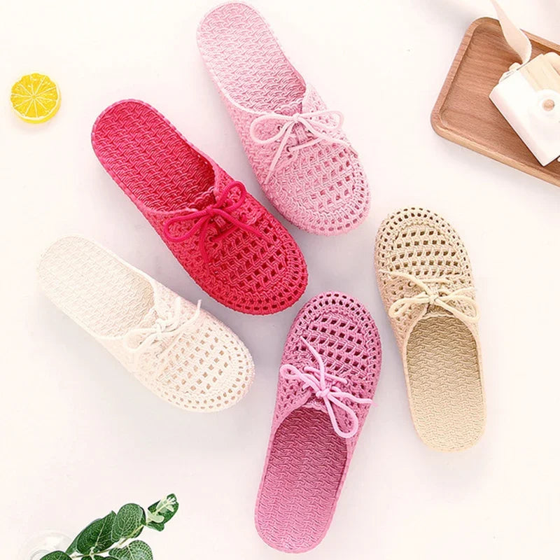 Summer Ladies Baotou Slippers with Hollow Fashion Soft Bottom Hole Shoes Women Wear Beach Sandals and Slippers