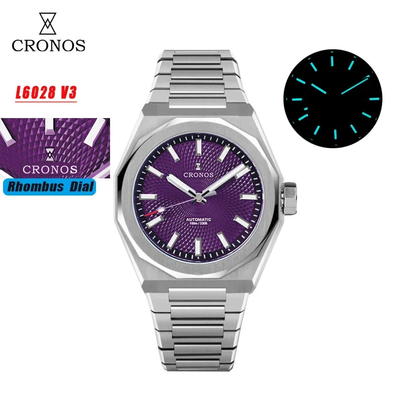 2025 Cronos L6028 New Dial Limited 39mm PT5000 See-through Caseback Men Automatic Wristwatches 10ATM Lumious V3 Watches for Men