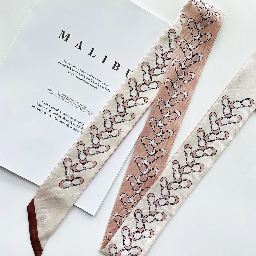 Korean Version of The Autumn Plain Color New Women's Ribbon Hair Ribbon Streamer Tied bag Long belt silk scarf Small Scarf Scarf