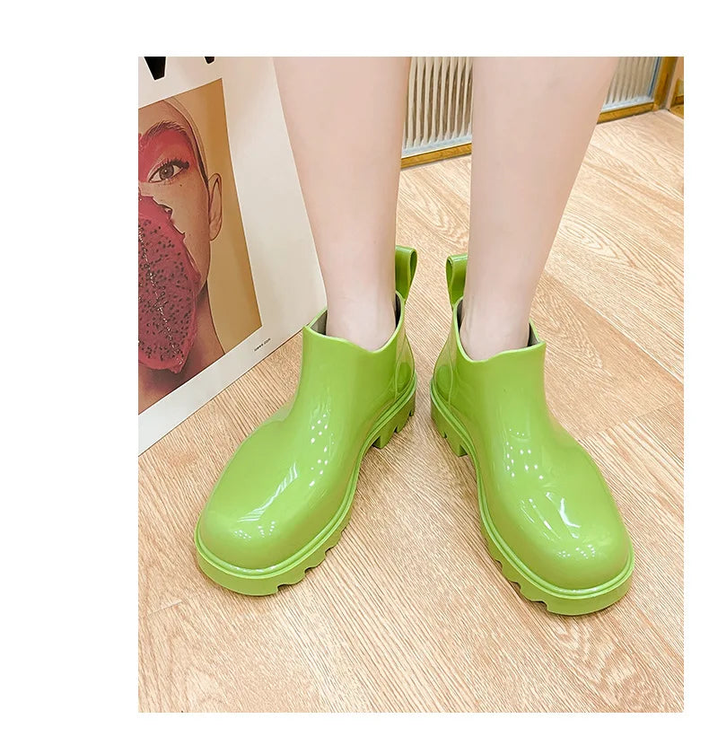 Fashion Women Waterproof Rain Boots Female Ankle Boots For Women Ladies Kitchen Rubber Boots Garden Work Water Shoes Galoshes