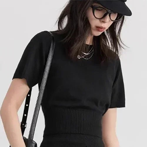 CHIC VEN Women Skirt Sets Solid Knitted Cardigan Short Sleeved Top Female Pleated Skirt Three Piece Optional Spring Autumn 2024