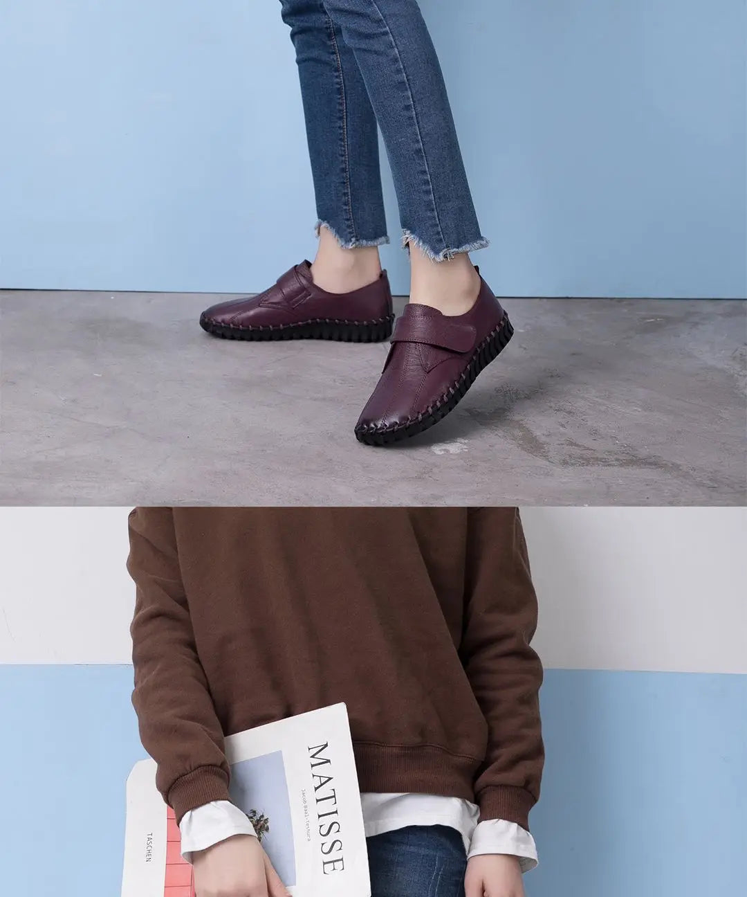 Ballet Flats Women Shoes Loafers Genuine Leather Woman Flats Slip On Women's Loafer Female Moccasins  Mom Work Shoes 35-42