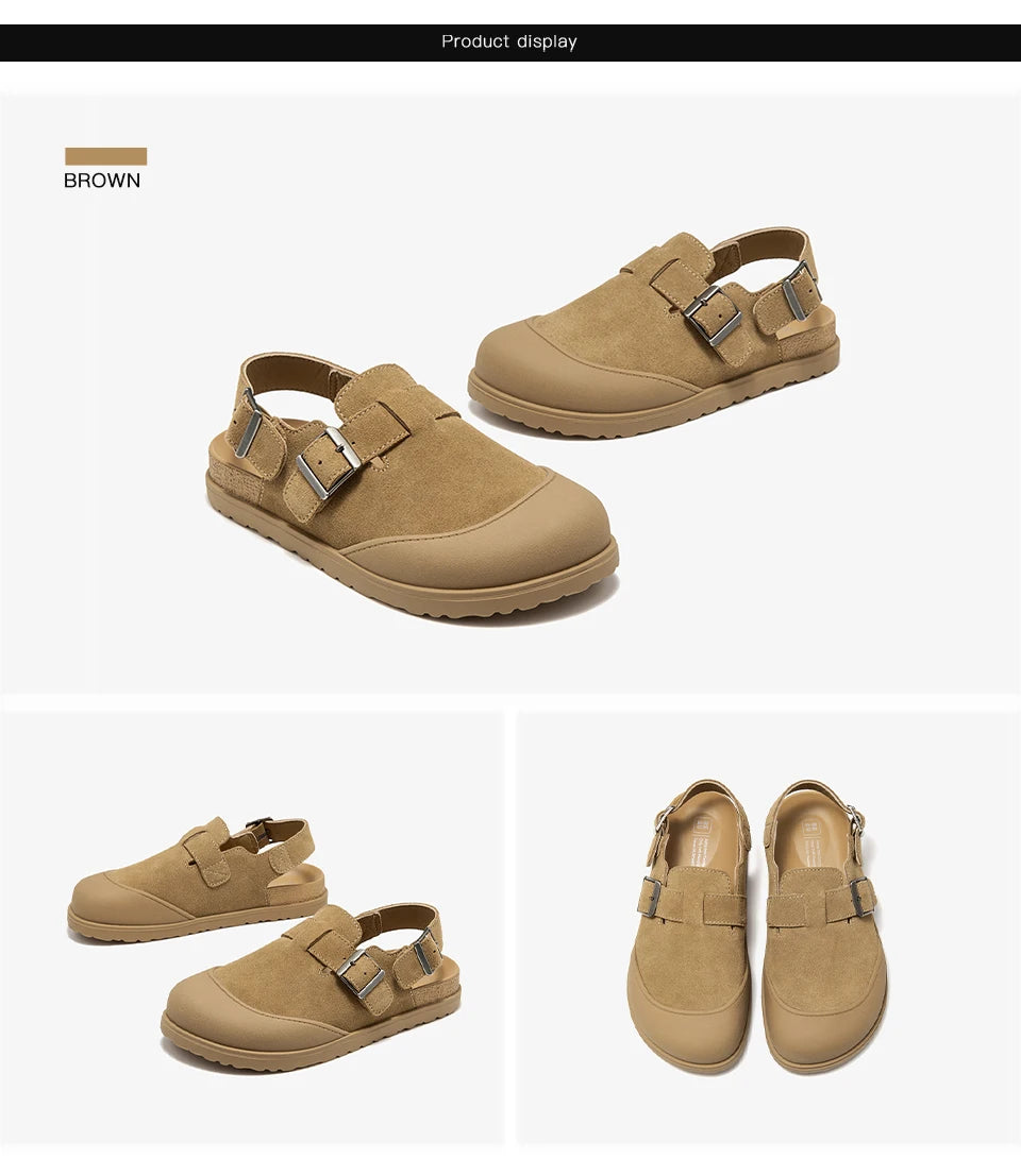 BEAUTODAY Casual Sandals Women Cow Suede Leather Buckle Strap Solid Color Round Toe Platform Fashion Ladies Shoes Handmade 34619