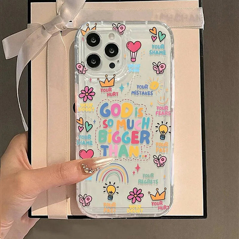 Transparent Fruit Juice Flower Pattern Phone Case For iPhone 17 16 14 11 12 13 15 Pro Max 14 Plus 17 Air Shock-Absorbing Cover