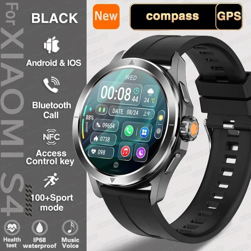 Xiaomi S4 Ultra Outdoor Sports Smart Watch Men AMOLED Screen NFC GPS Compass Heart rate Waterproof Bluetooth Call SmartWatch