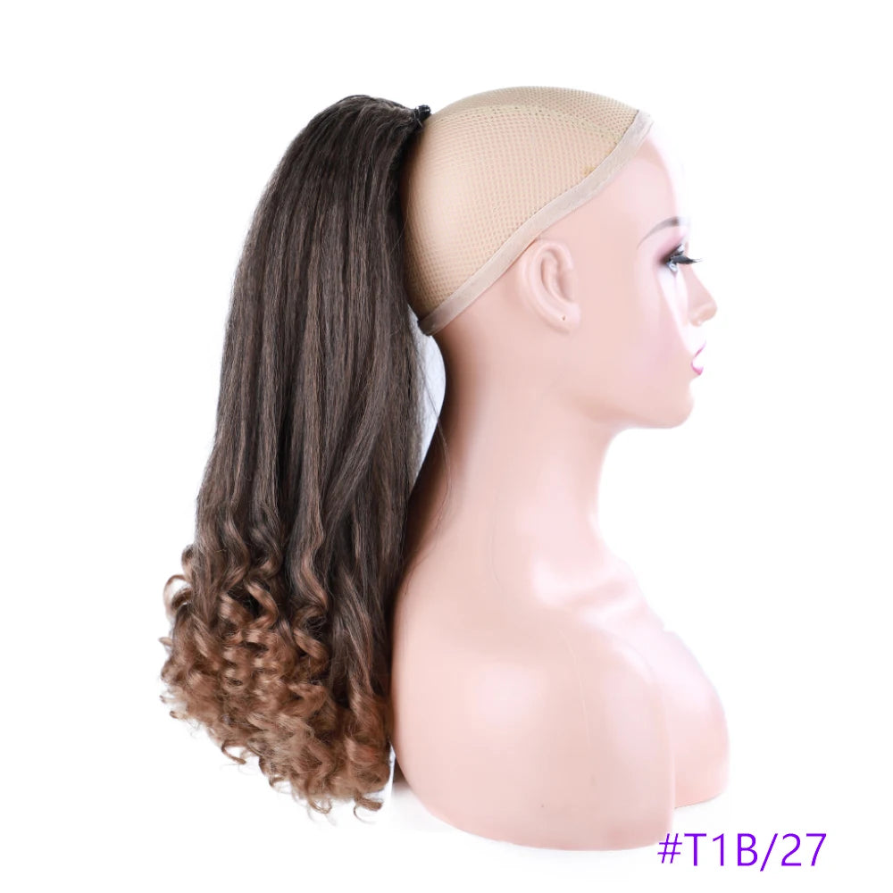 Synthetic Long Curly End Ponytail Extension Synthetic Draw-string Ponytail Clip-In Hair Extension For Women Natural Looking