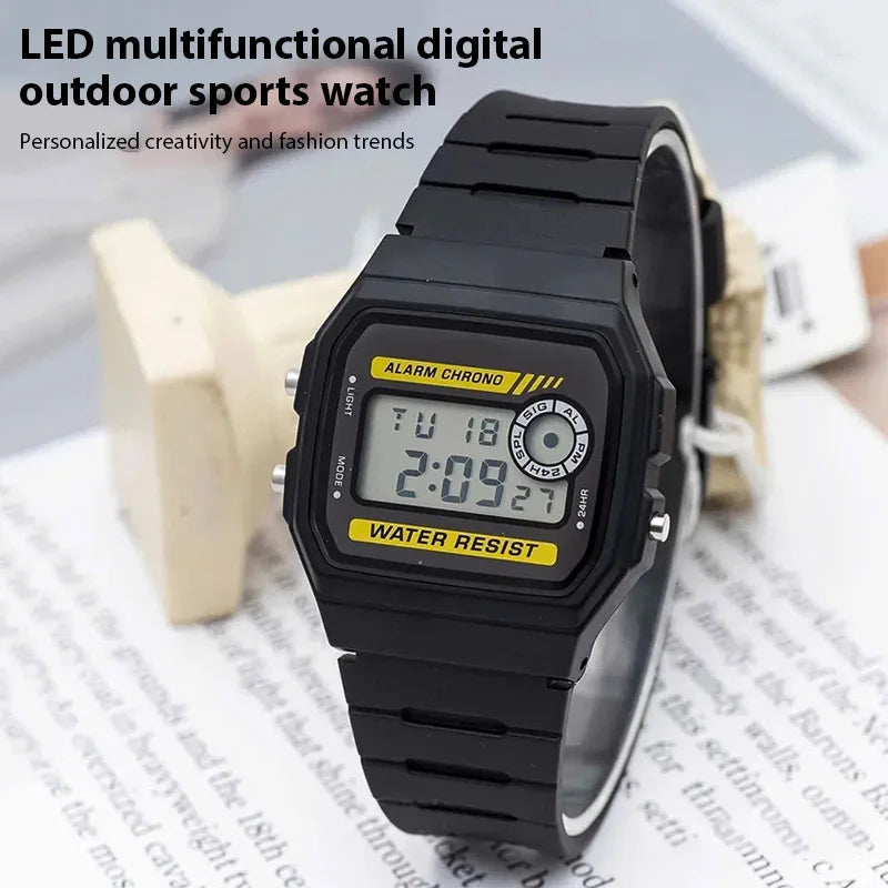 Fashion Simple Sport Electronic Watch LED Digital Multi-function Watches Waterproof PU Strap Alarm Clock Gift For Women/Men