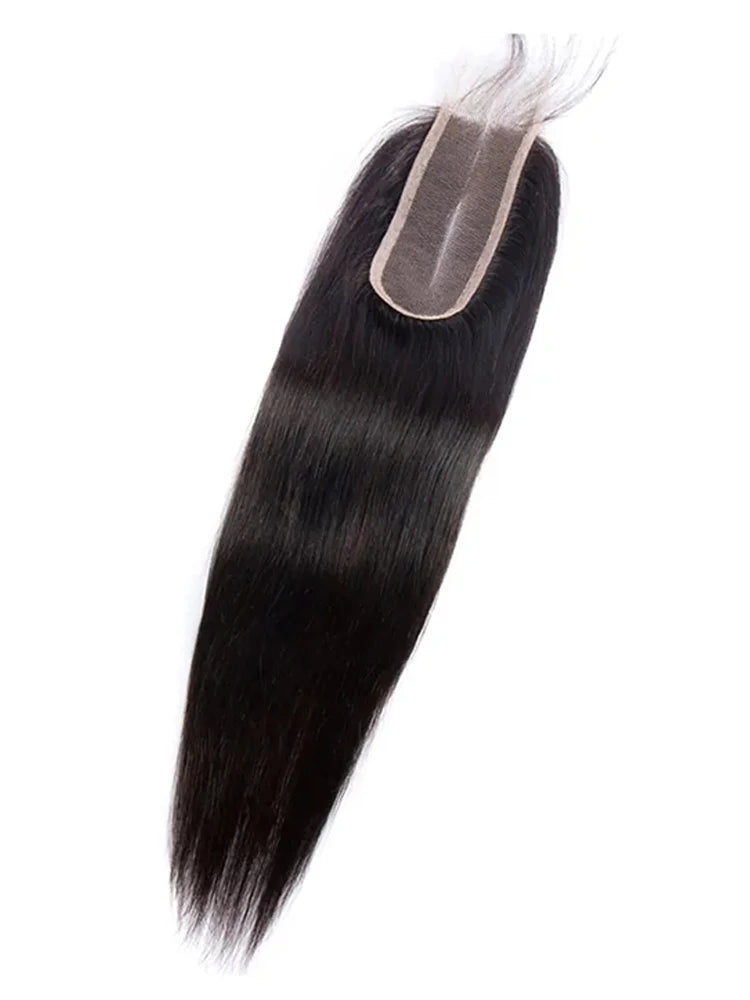 2x6 Lace Closure 100% Human Hair Transparent Lace Frontal For Black Women Brazilian Hair Pre-Plucked Middle Part Lace Closure