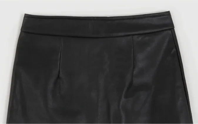 Mini Dress Short Black Pu Leather Skirt Sexy Professional Tightening Women's Underwear 2024 New Style Ultra-short Female Suit