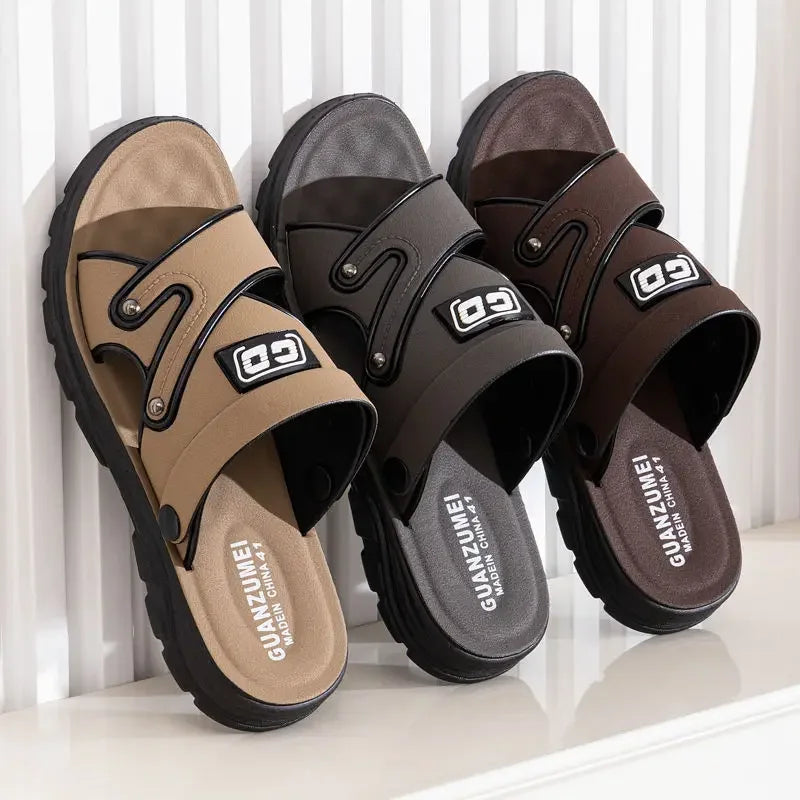 Simple Comfort Mens Slippers Soft Sole Versatile Men Shoe 2025 Summer Comfort Men Sandals Thick Soled Anti Slip Men Casual Shoes