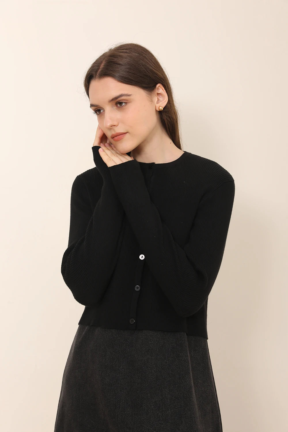 AP New 2025 Autumn Women Denim Sleeveless Dress Black Knitting Cardigan Fashion Style