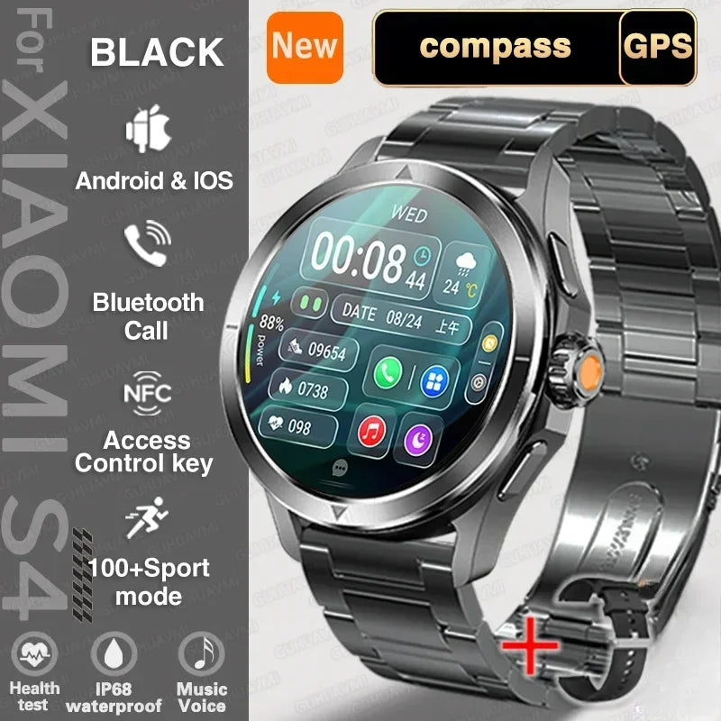 Xiaomi S4 Ultra Outdoor Sports Smart Watch Men AMOLED Screen NFC GPS Compass Heart rate Waterproof Bluetooth Call SmartWatch