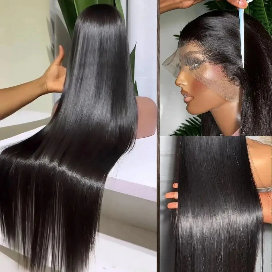 200 Density 13x4 13x6 Transparent Bone Straight 30 40 Inches Lace Front Human Hair Wigs Brazilian Frontal Wigs For Women