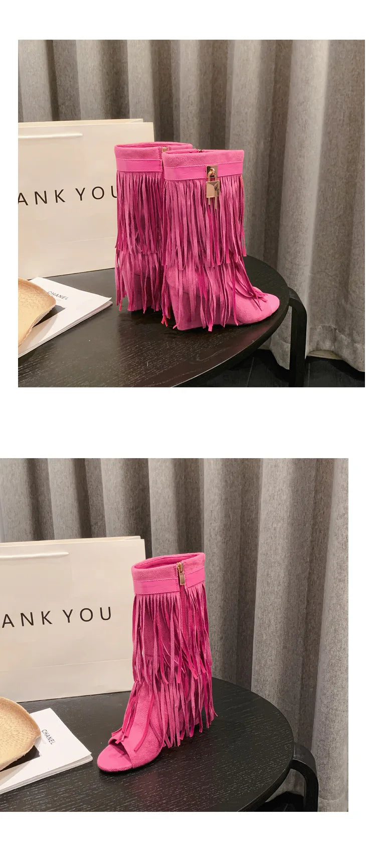 Designer Fringe Wedges Boot Sandals Woman High Heels Open Toe Party Prom Shoes 2025 Sexy Zipper Female Pumps Women Boots