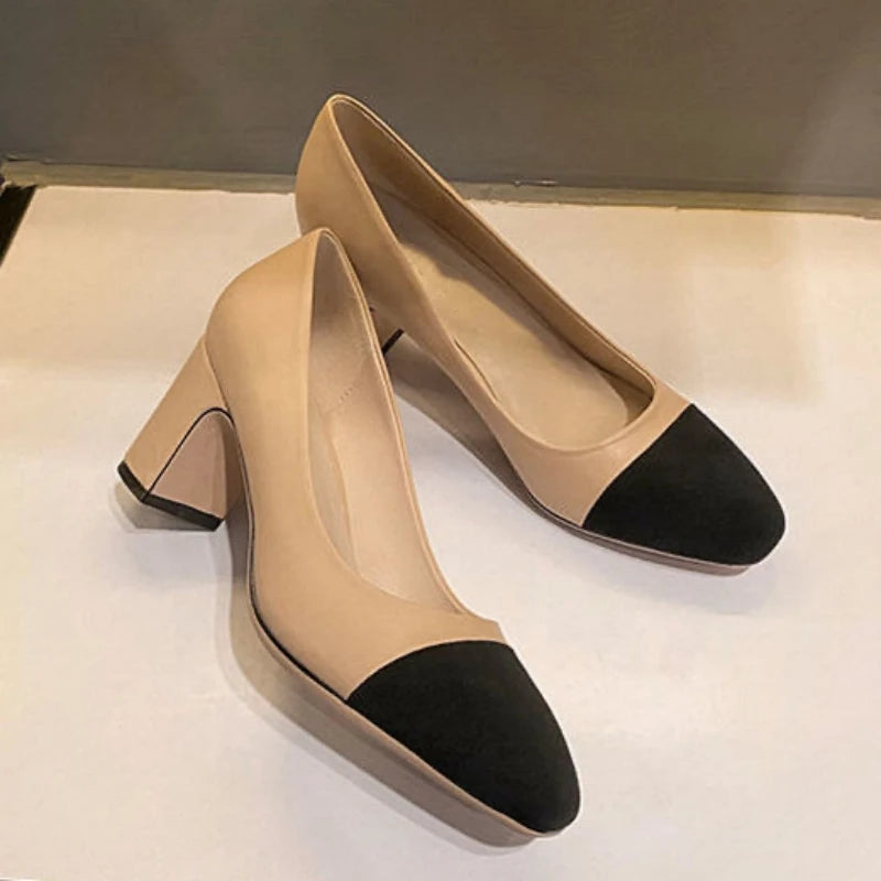 Summer Sandal For Women High Heels Sandals Retro Closed Square Toe Mules Shoes Girls Wedding Shoes Elegant Womans Low Heels Shoe