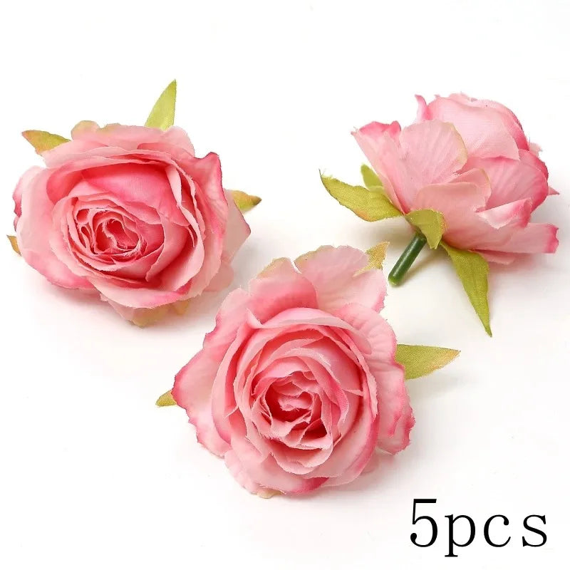 Pink Artificial Flowers Head For Wedding Home Room Decor DIY Fake Flowers For Decoration Birthday Party Craft Wreath Decoration