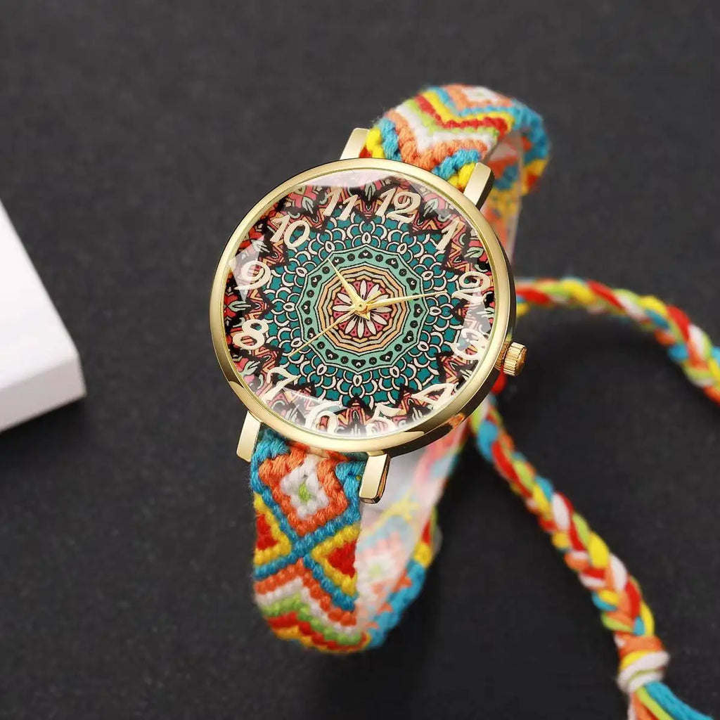 1/6/7PCS Fashion Women Watches Vintage Woven Strap Ladies Quartz Wristwatches Reloj Mujer（Without Box）