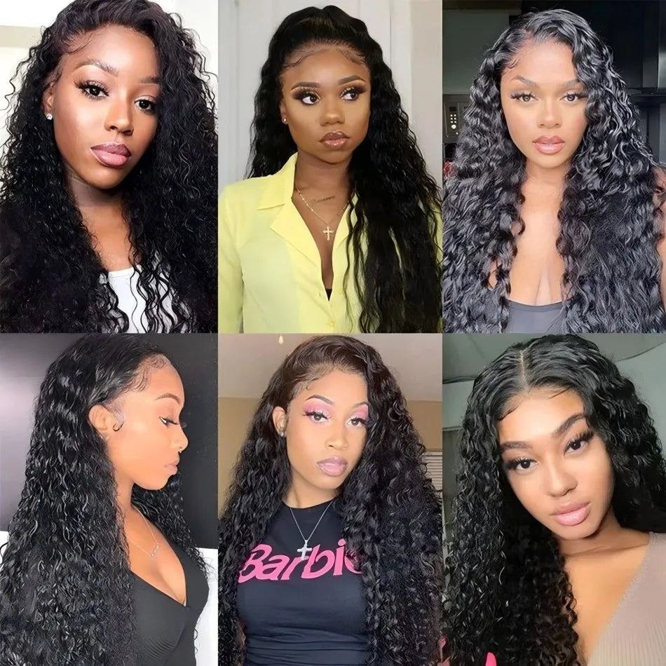 Deep Wave 13x6 Hd Lace Frontal Wigs 250 Density Women Water Wave Curly 13x4 Transparent Lace Front Highlight Wigs Human Hair