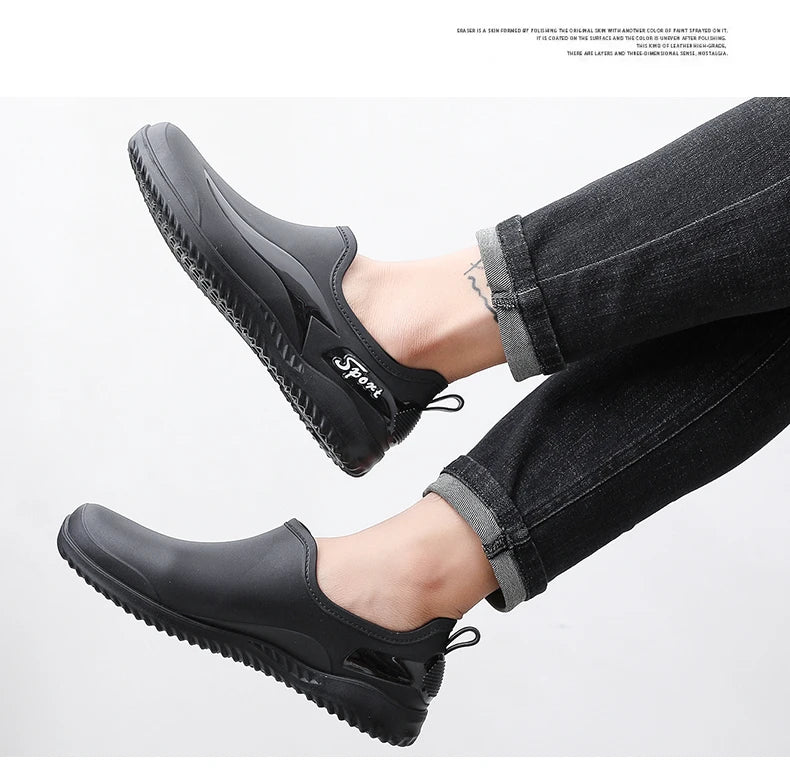 Low-top Rain Boots Women's Kitchen Water Boots Waterproof Exterior Wear Casual Flat Work Non-slip Lightweight Men's Rain Boots