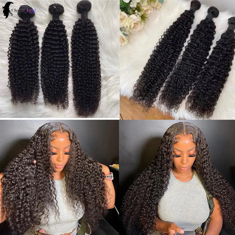Deep Wave Human Hair Bundles Raw Hair Bundles 100% Natural Deep Curly Remy Peruvian Hair Weave Extensions 1/3/4 Bundle for Women
