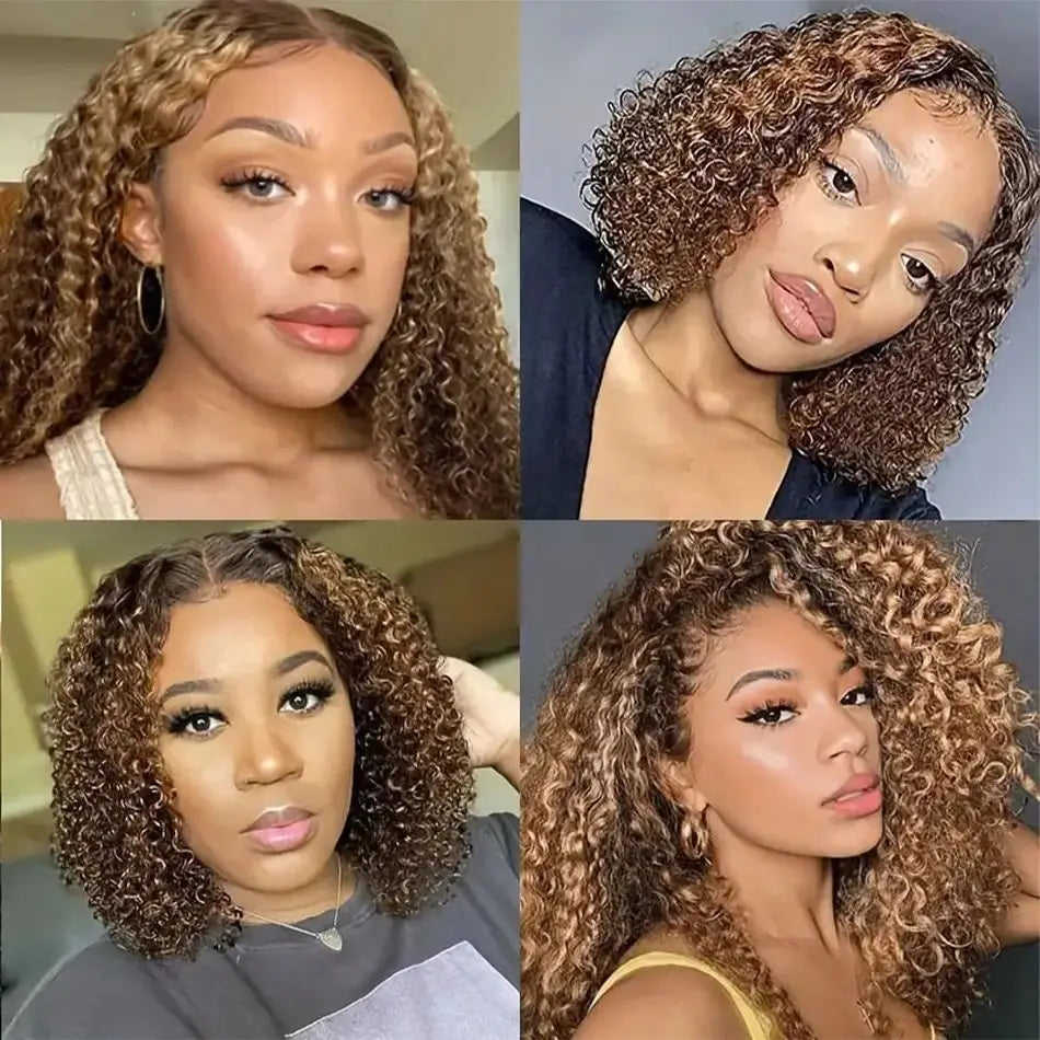4/27 Deep Water Wave Short Bob Wig Highlight Curly 13x4 Lace Front Brazilian 100% Real Colored Human Hair 7x5 Glueless Short Wig