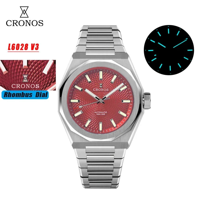 2025 Cronos L6028 New Dial Limited 39mm PT5000 See-through Caseback Men Automatic Wristwatches 10ATM Lumious V3 Watches for Men