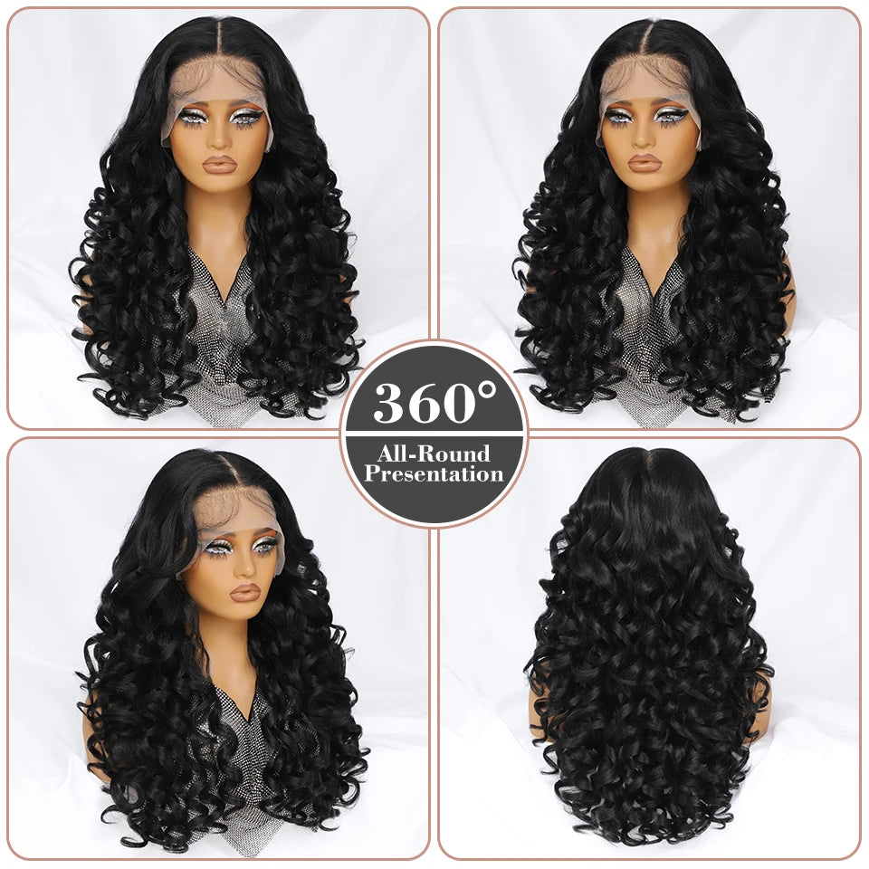 Latisha Lace Frontal Wig Synthetic 13x6 Curly Pre-Plucked Lace Frontal Wig With Baby Hair For Female 24" Lace Frontal Women Wigs