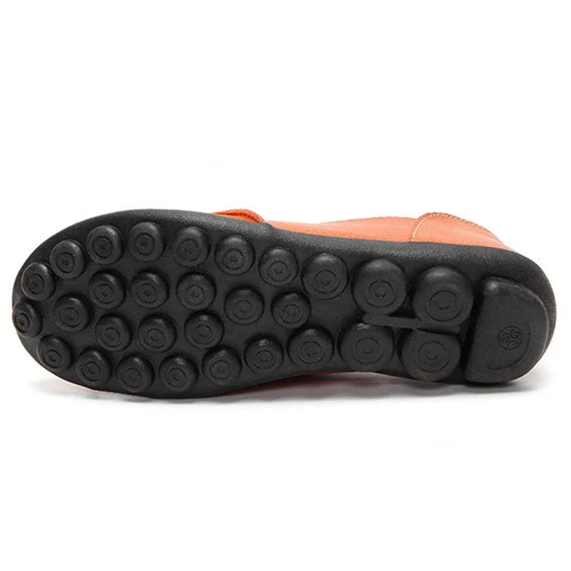 YAERNI Woman Shoes Summer Spring Genuine Leather Loafers Solid Slip-On Round Toe Handmade Flats W060