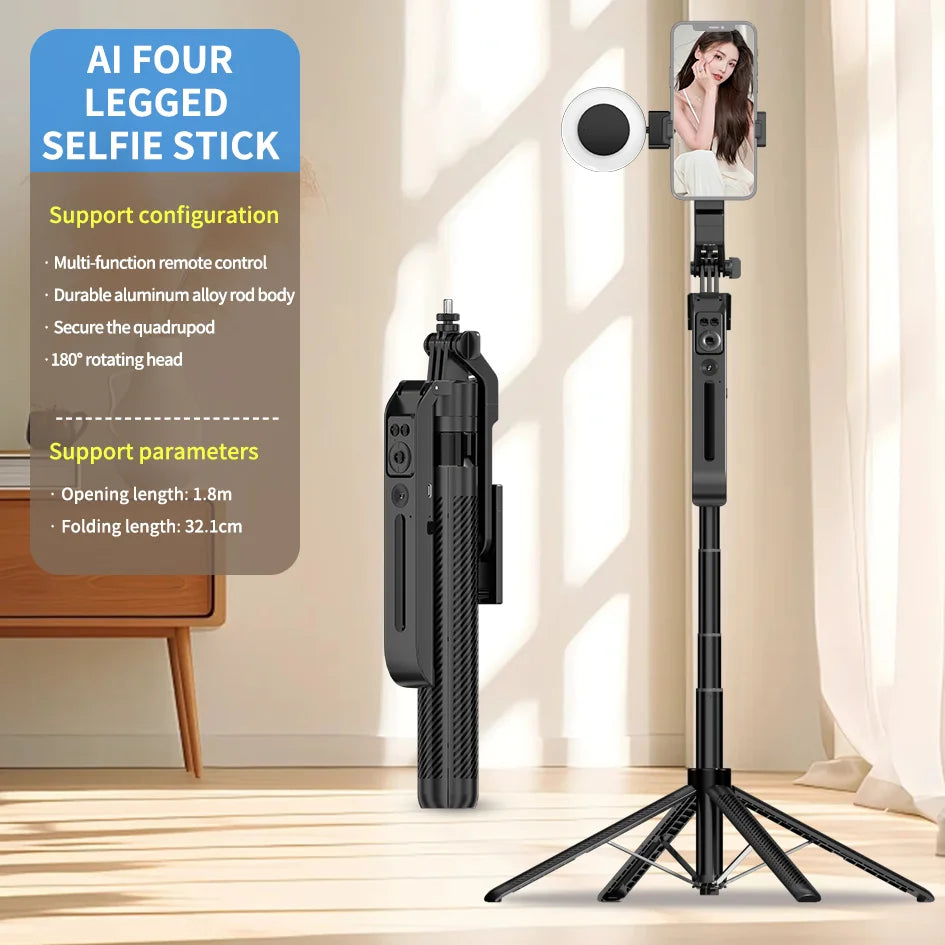 COOL DIER 2025 NEW Gimbal Stabilizer Wireless Selfie Stick Foldable Tripod Holder With Bluetooth Shutter Monopod For IOS Android