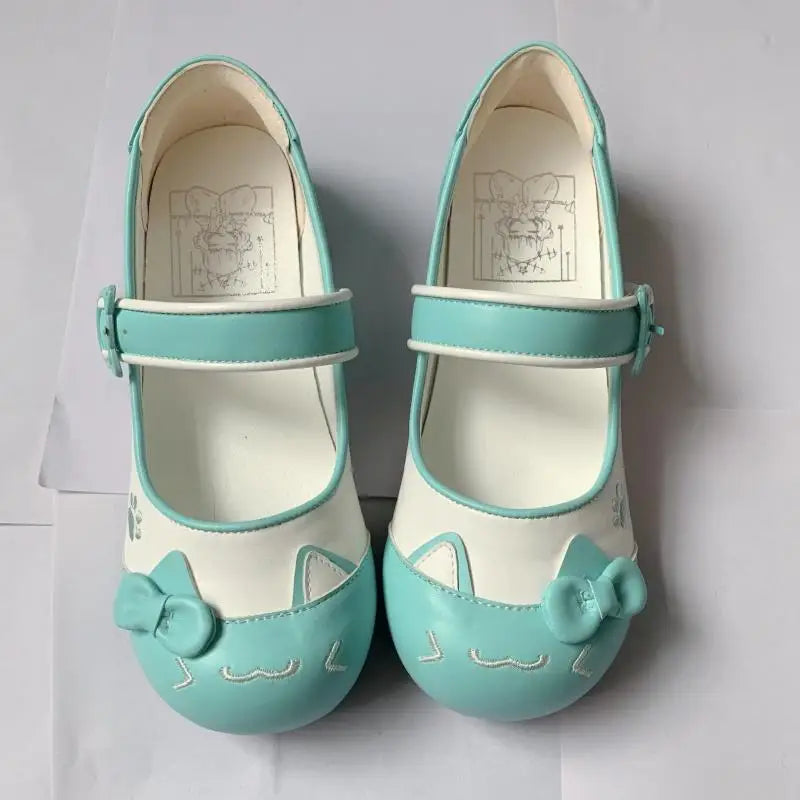 Original Lolita Japanese Simple Bow Flat Shoes Round Head One-word Buckle with Cute Girl Color Matching Mary Jane Indoor Shoes