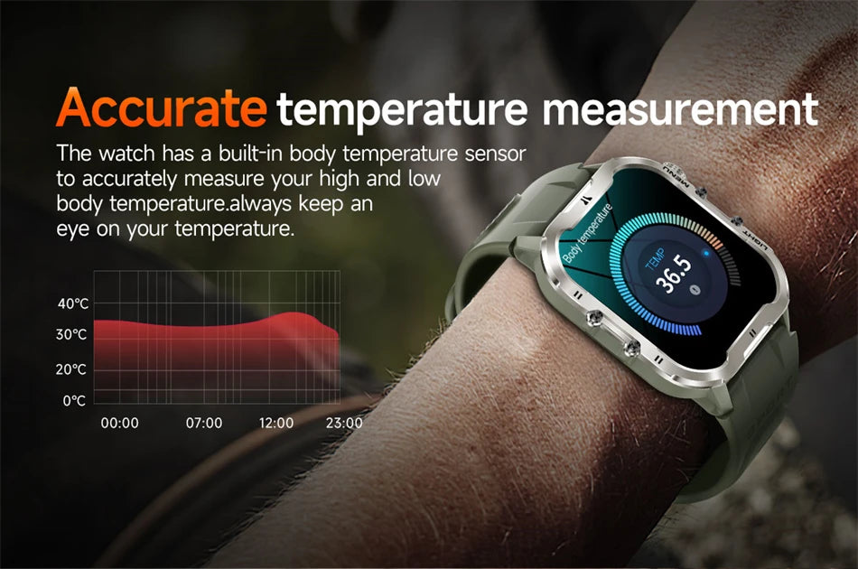 2024 New For Xiaomi Military Smart Watch Men Outdoor Sports Flashlight Fitness Watches Health Monitor 1.96" BT Call Smartwatch