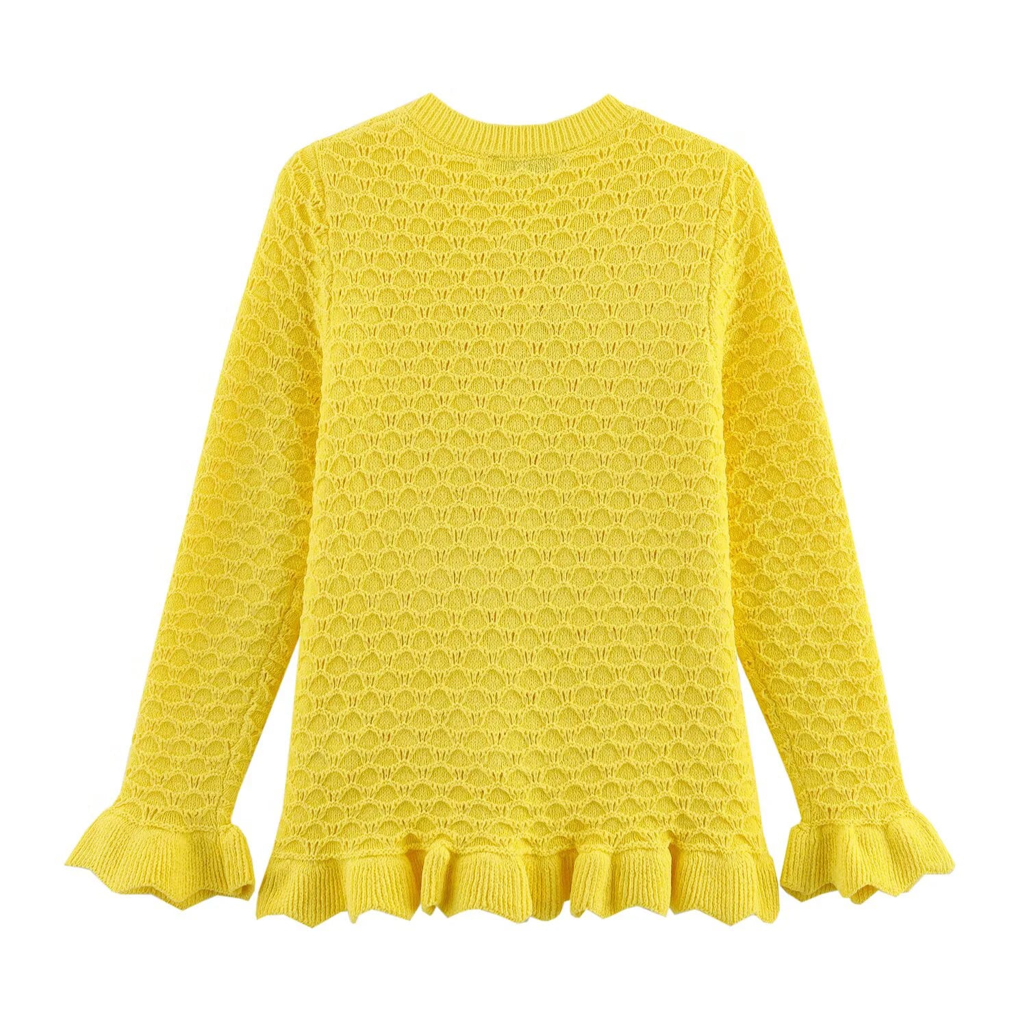 DEEABAE Spring Women's French Style Design With Layered Decorative Buttons And Round Neck Long Sleeved Knitted Jacket