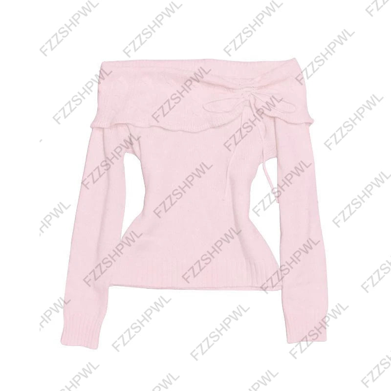 Y2k women's autumn and winter long sleeve sweater trend casual sweet slim knit Harajuku fashion retro warm electronic girl tops