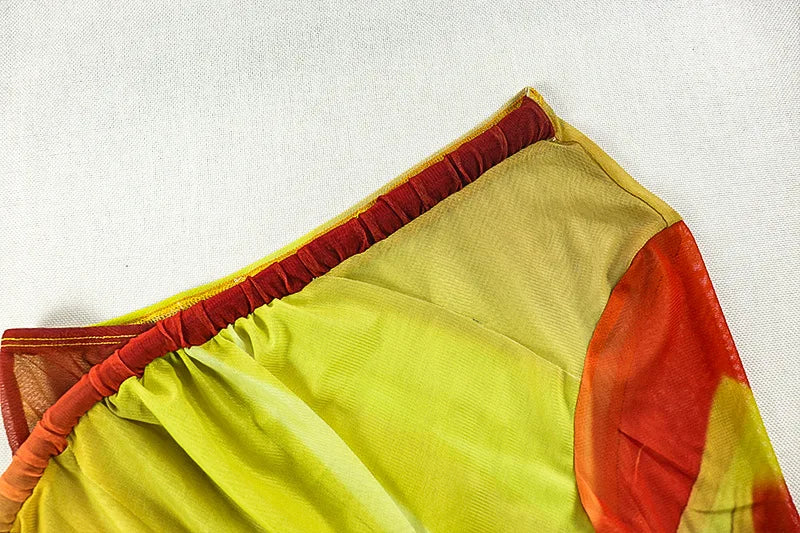 CM.YAYA Summer Women One Full Sleeve Tie Dye Print Midi Dress High Side Split High Waist Night Club Party Dresses Vestidos