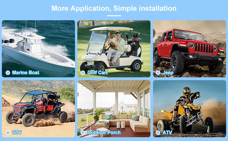 Herdio Waterproof Marine Speakers 100W 4 Inch Motorcycle Audio Speaker Heavy Duty Music Sound System For outdoor ATV UTV