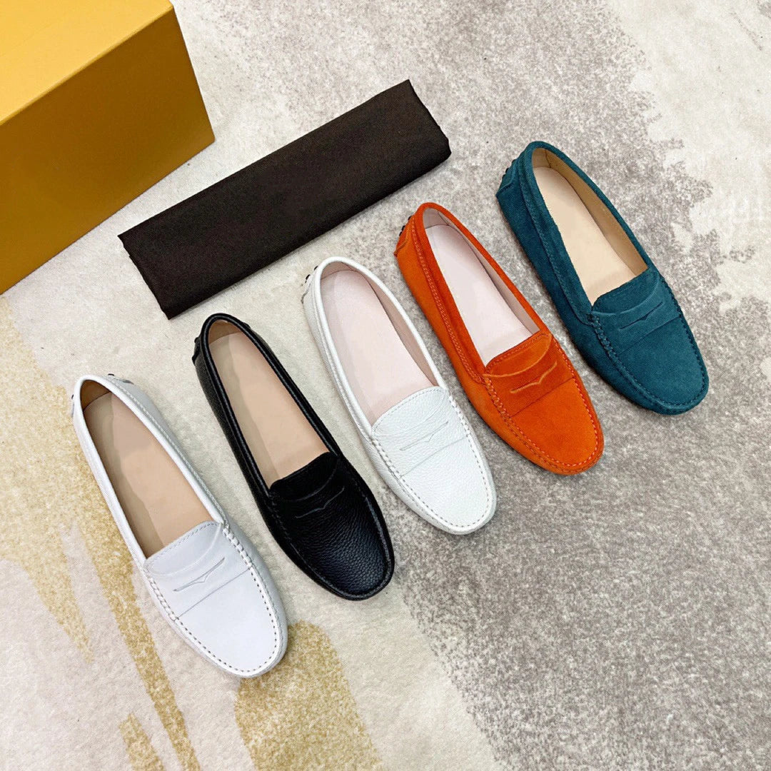120 Genuine Leather Woman Shoes Square Toes Shallow Slip-on Loafers Shoes For Woman Real Leather Daily Shoes Plus Size 34-42
