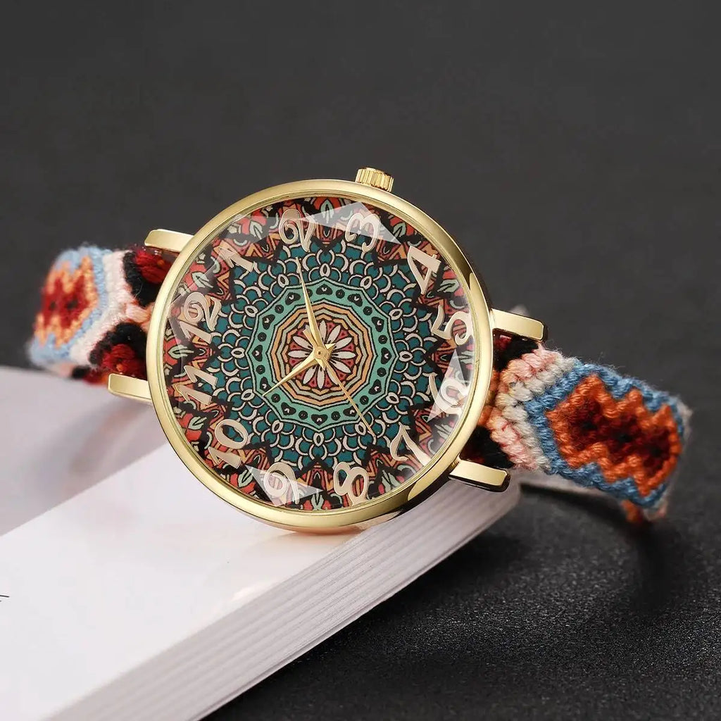 1/6/7PCS Fashion Women Watches Vintage Woven Strap Ladies Quartz Wristwatches Reloj Mujer（Without Box）