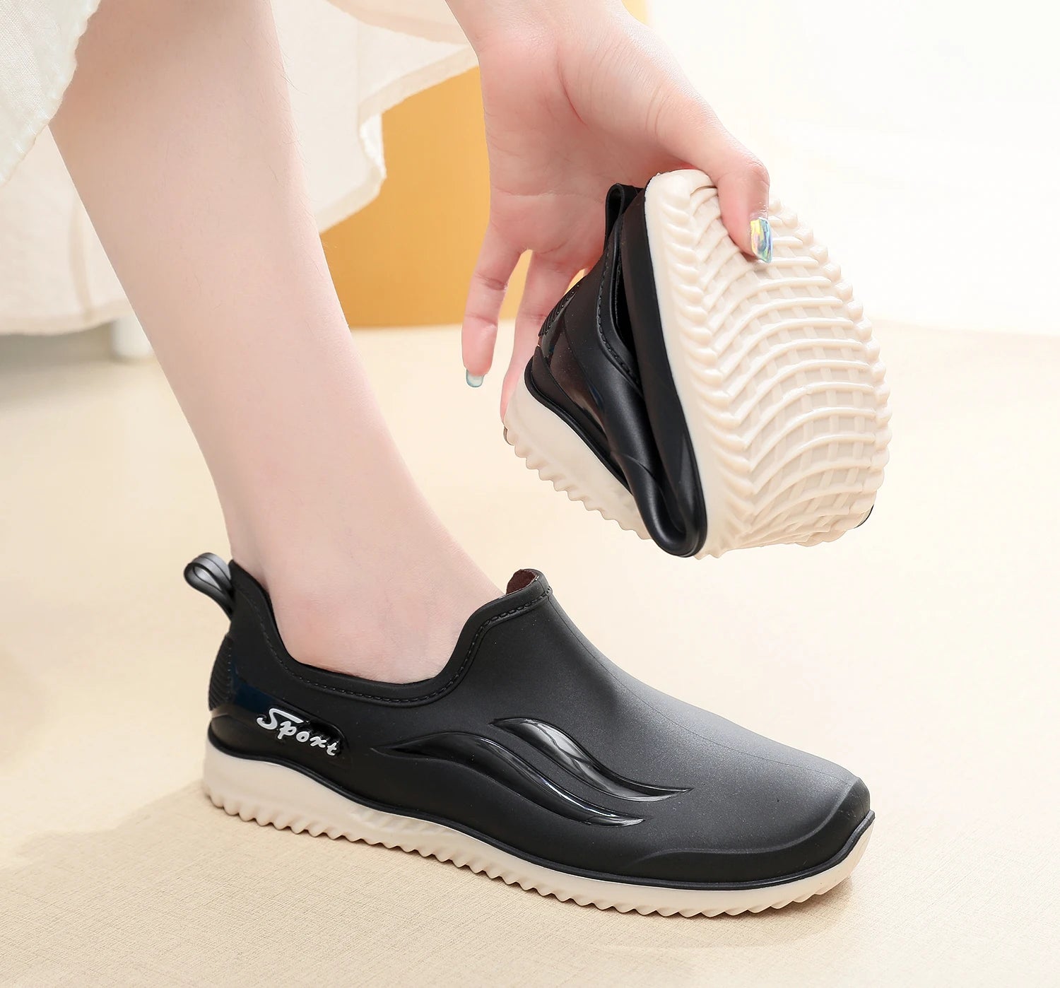 Low-top Rain Boots Women's Kitchen Water Boots Waterproof Exterior Wear Casual Flat Work Non-slip Lightweight Men's Rain Boots