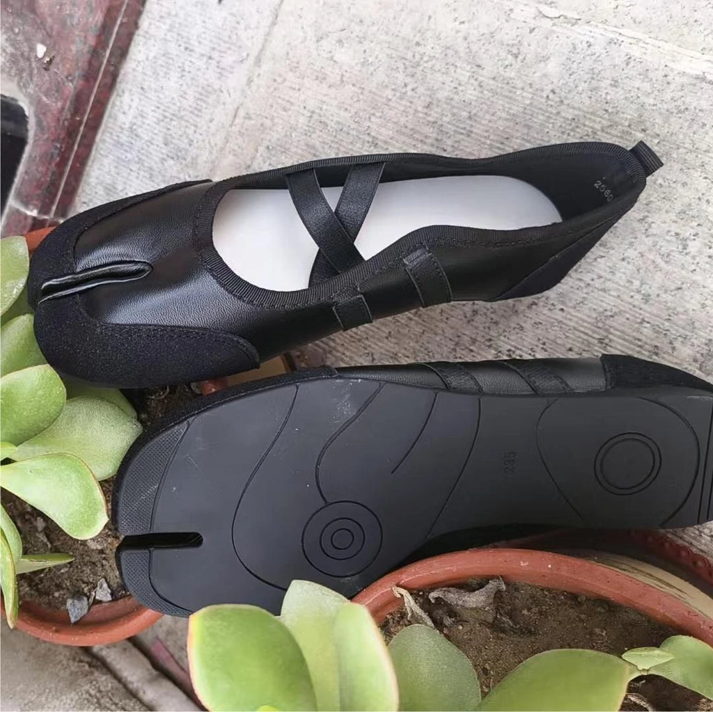 Cross Strap Tabi Flat Shoes Women Casual Fashion Design Mary Jane Shoes Slip-on Split Toe Ballet Shoes 2025 Summer Elegant New