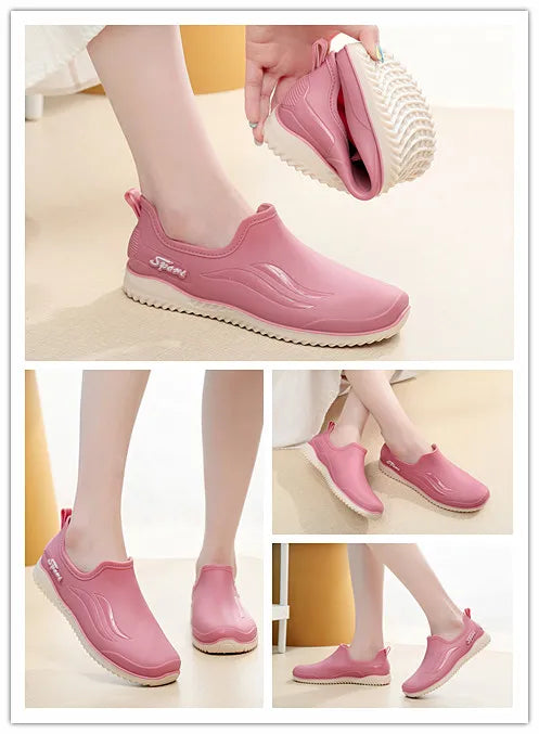 Low-top Rain Boots Women's Kitchen Water Boots Waterproof Exterior Wear Casual Flat Work Non-slip Lightweight Men's Rain Boots