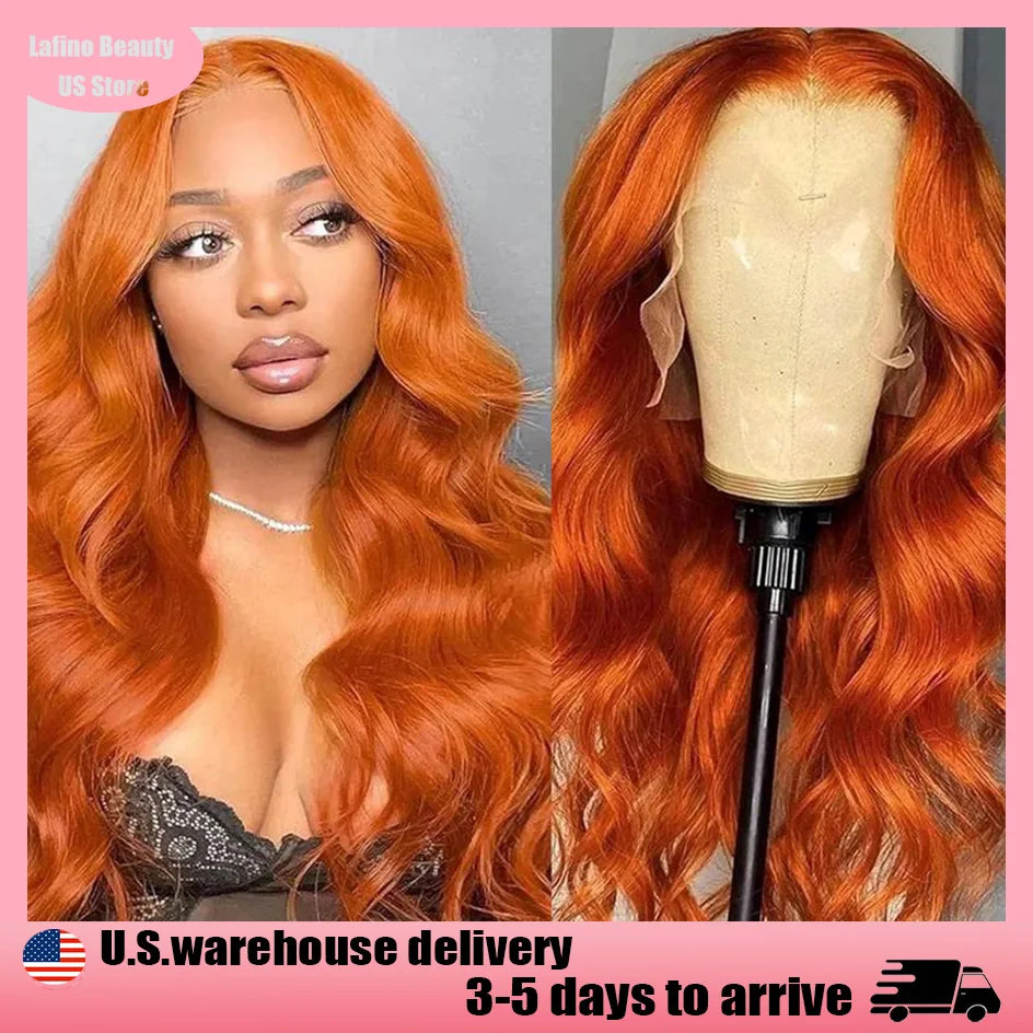 Lafino Ginger Hd Lace Wig 13x6 Human Hair Loose Body Wave 13x4 Lace Frontal Body Wave Wigs Orange Wig 350 Colored Human Hair Wig