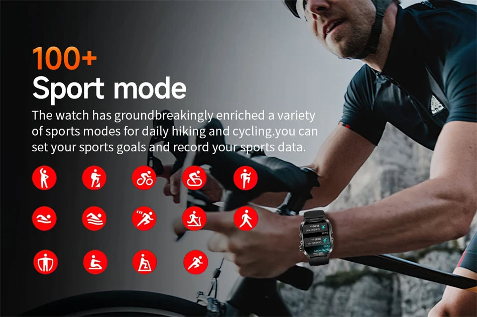 2024 New For Xiaomi Military Smart Watch Men Outdoor Sports Flashlight Fitness Watches Health Monitor 1.96" BT Call Smartwatch