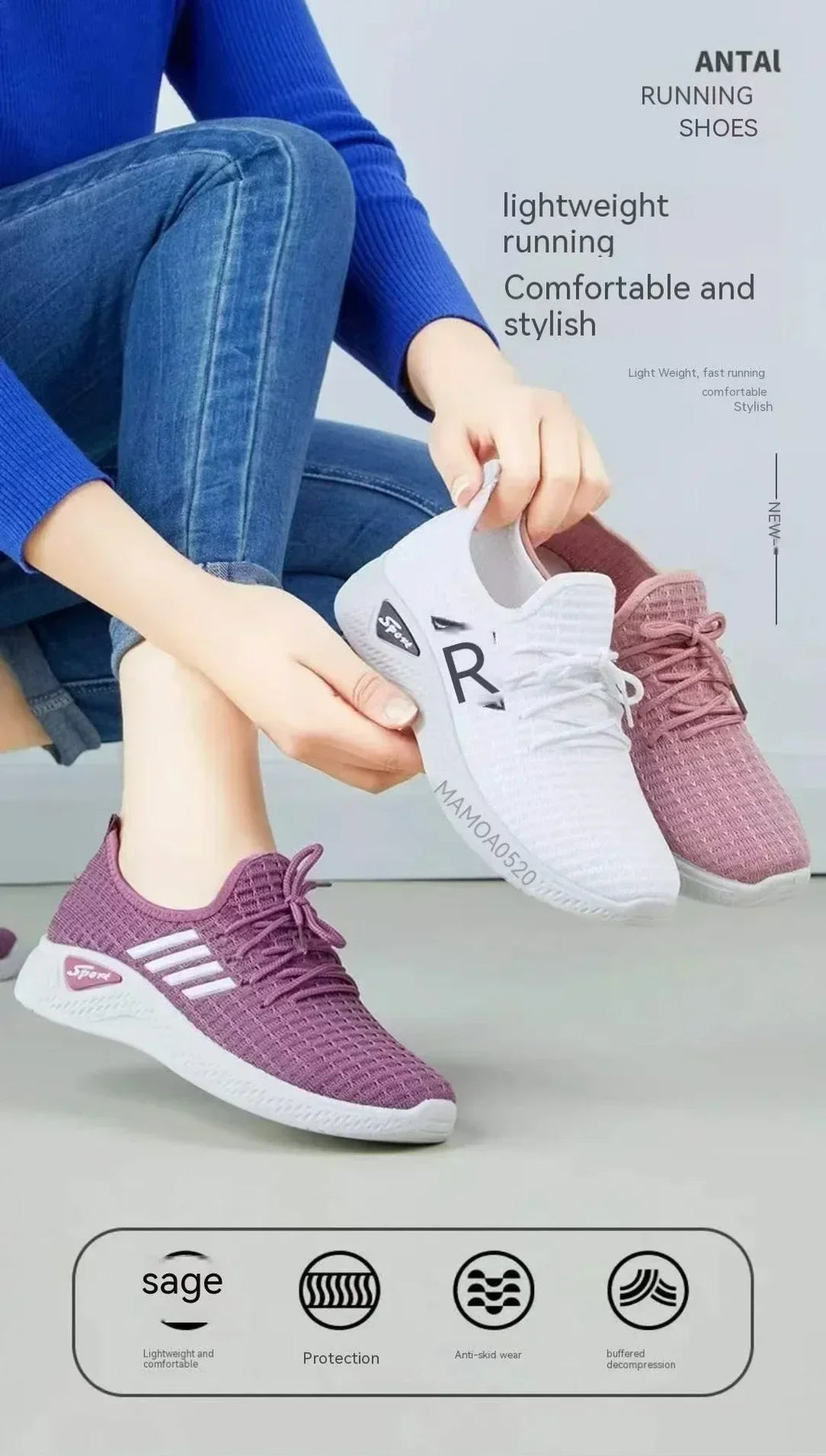Fashionable Women's Sports Shoes, Thick Breathable Soft Sole Mesh, Lightweight Sneakers Casual Shoes, Comfort, Breathable